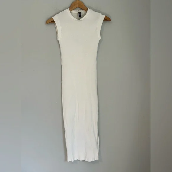 knee length dresses for ladies Marcella | Ayla Dress in Off White | Women's Size Medium | Sustainable European Jersey main image 0